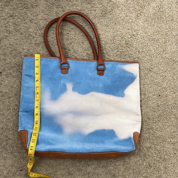 J.Crew Corduroy & Leather Tote with Black & White Houndstooth Lining - Picture 6 of 9